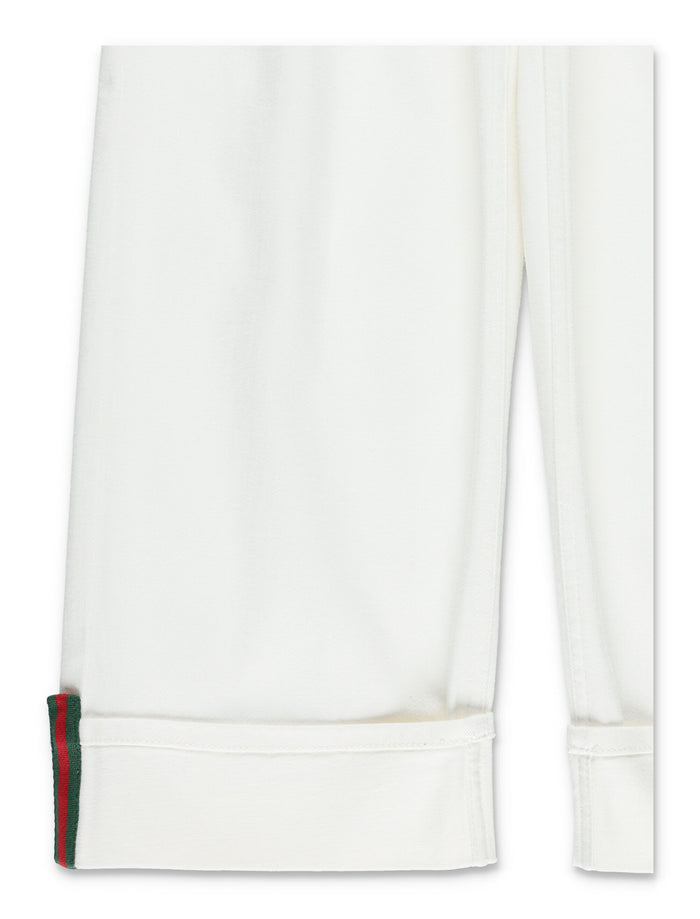 Gucci Girls Stretch Denim Pants With Web Detail White/mix Cotton