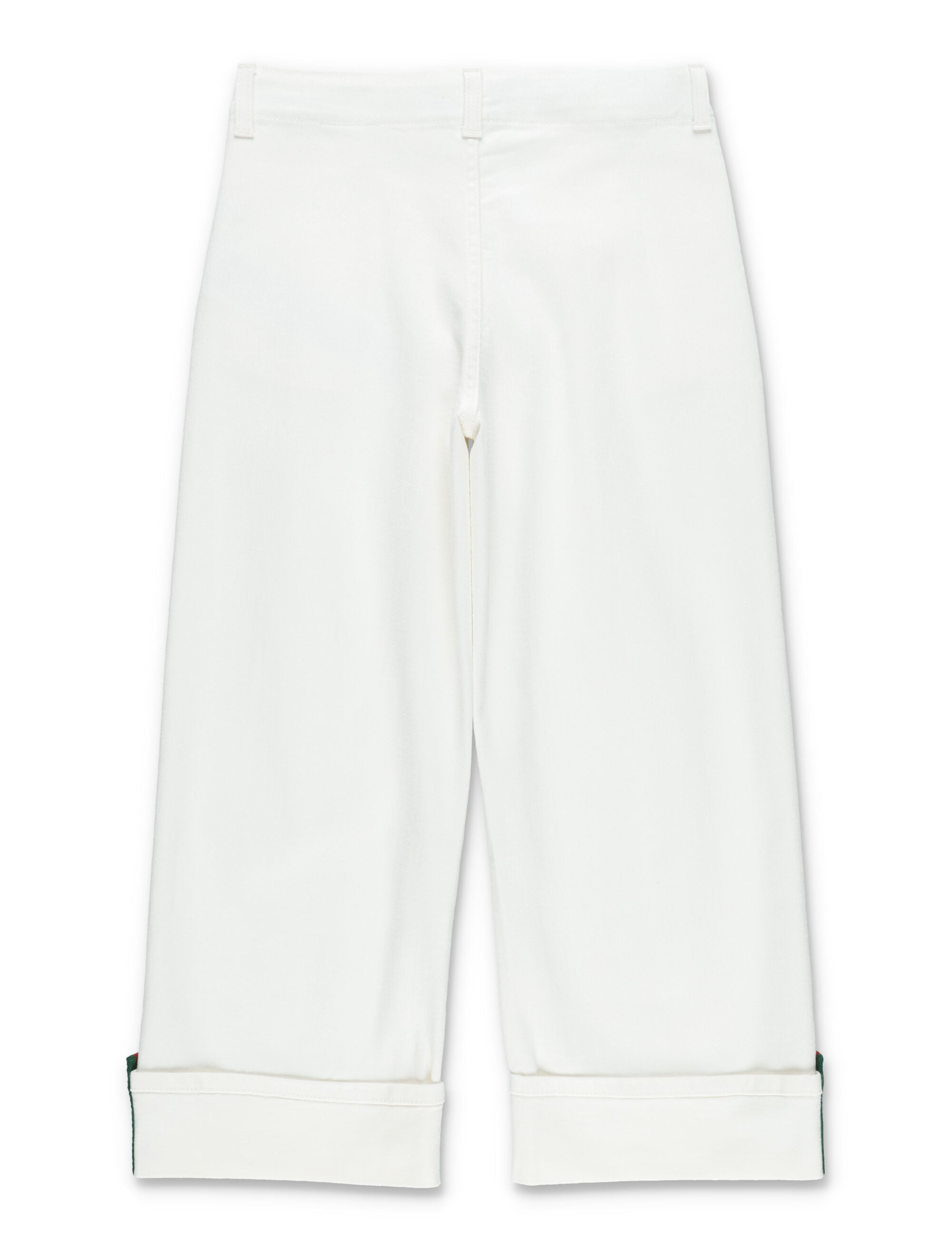 Gucci girls stretch denim pants with Web detail White/mix Cotton