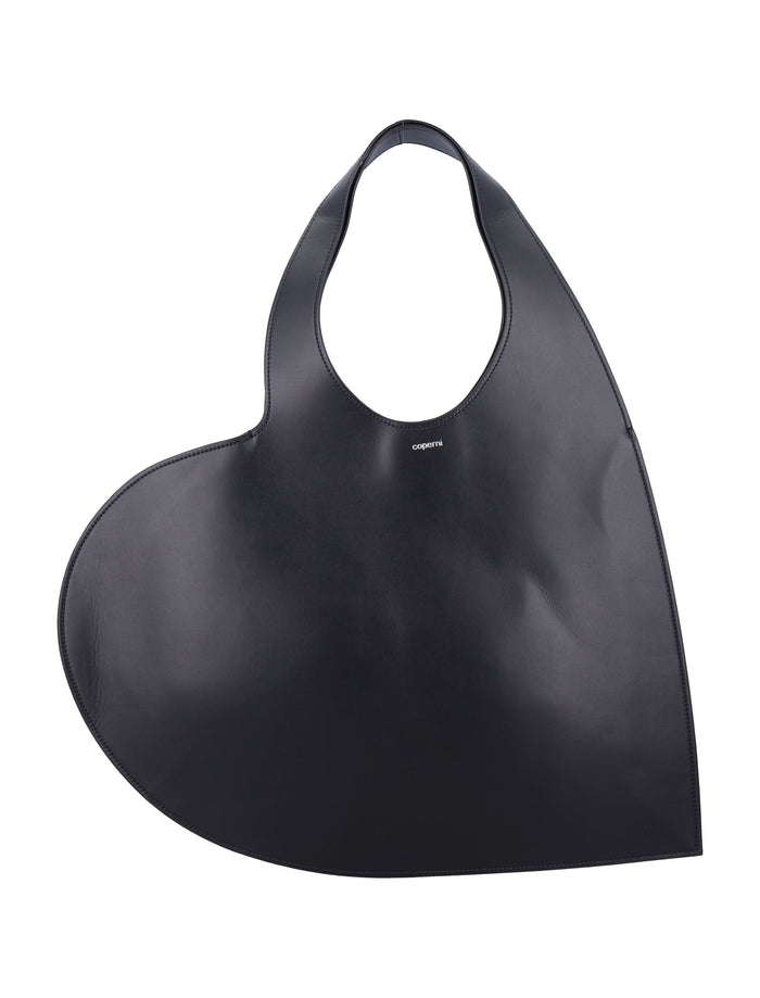 Double Heart tote Black Leather