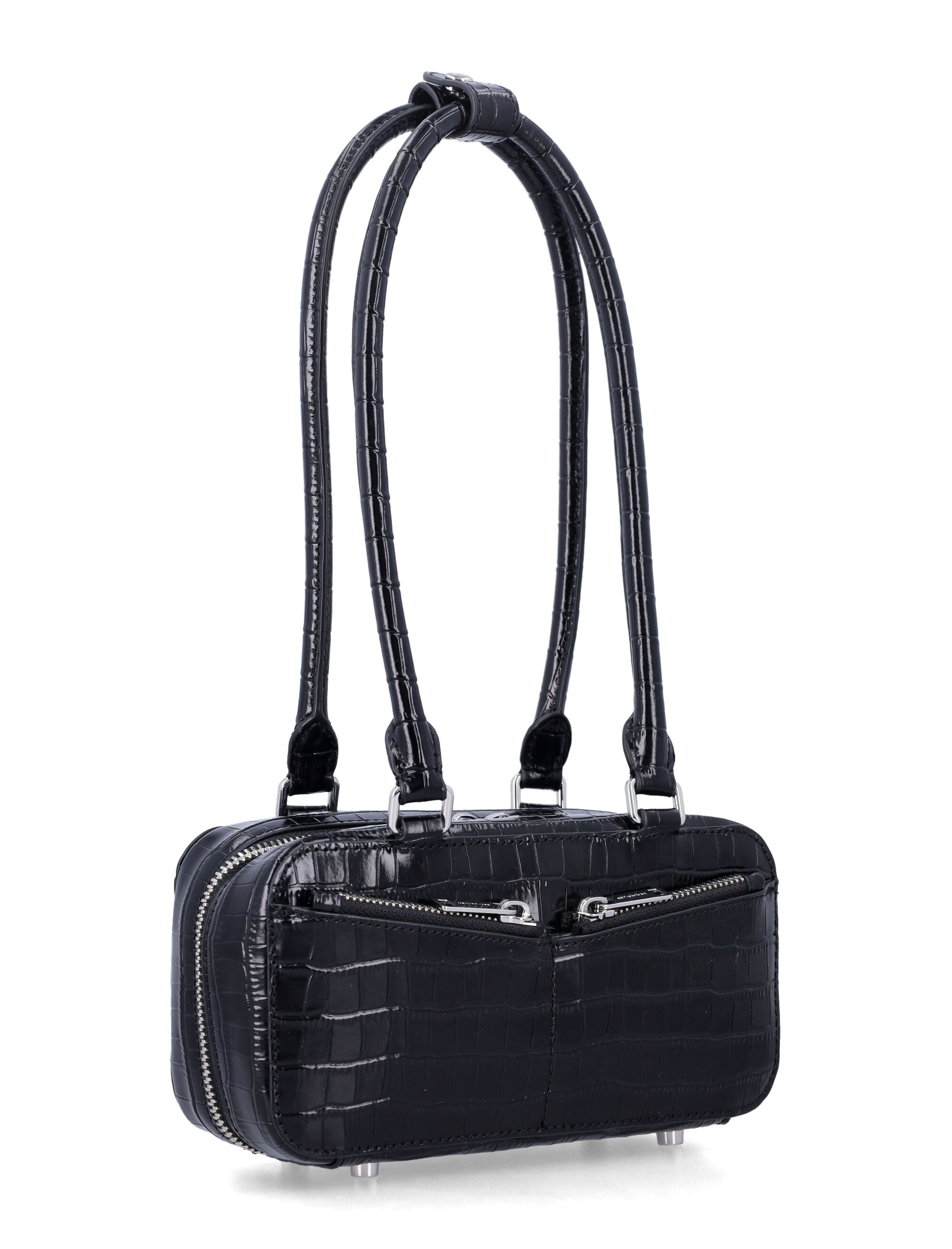 Self-Portrait black croc mini bag Cow Leather Lining Shoulder
