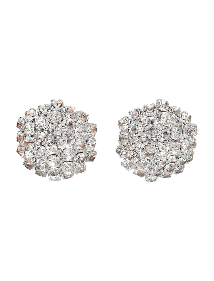 Self-Portrait Crystal Flower Earrings Silver Hypoallergenic Plated Brass