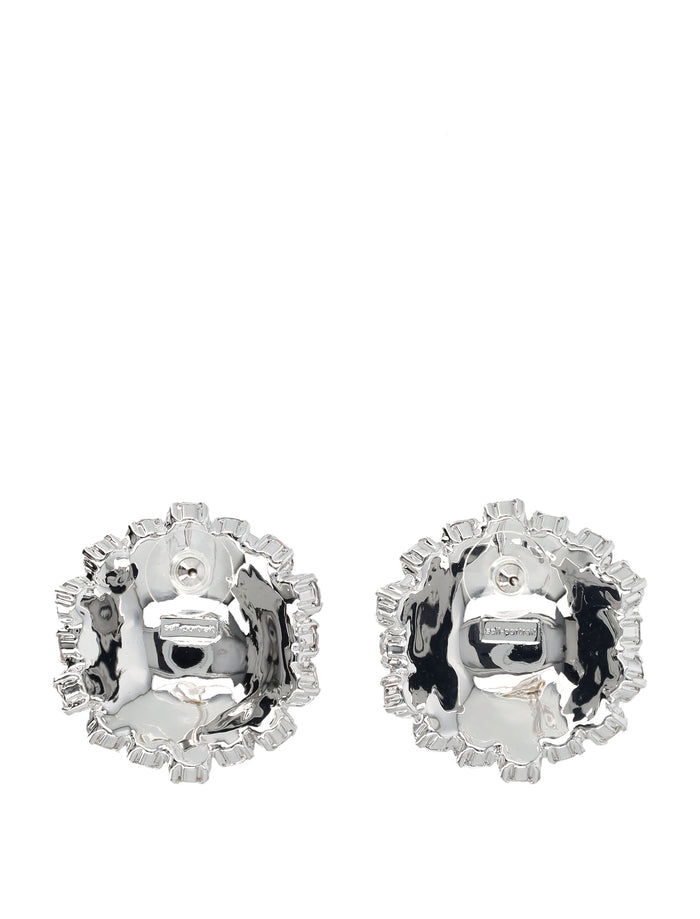 Self-Portrait Crystal Flower Earrings Silver Hypoallergenic Plated Brass