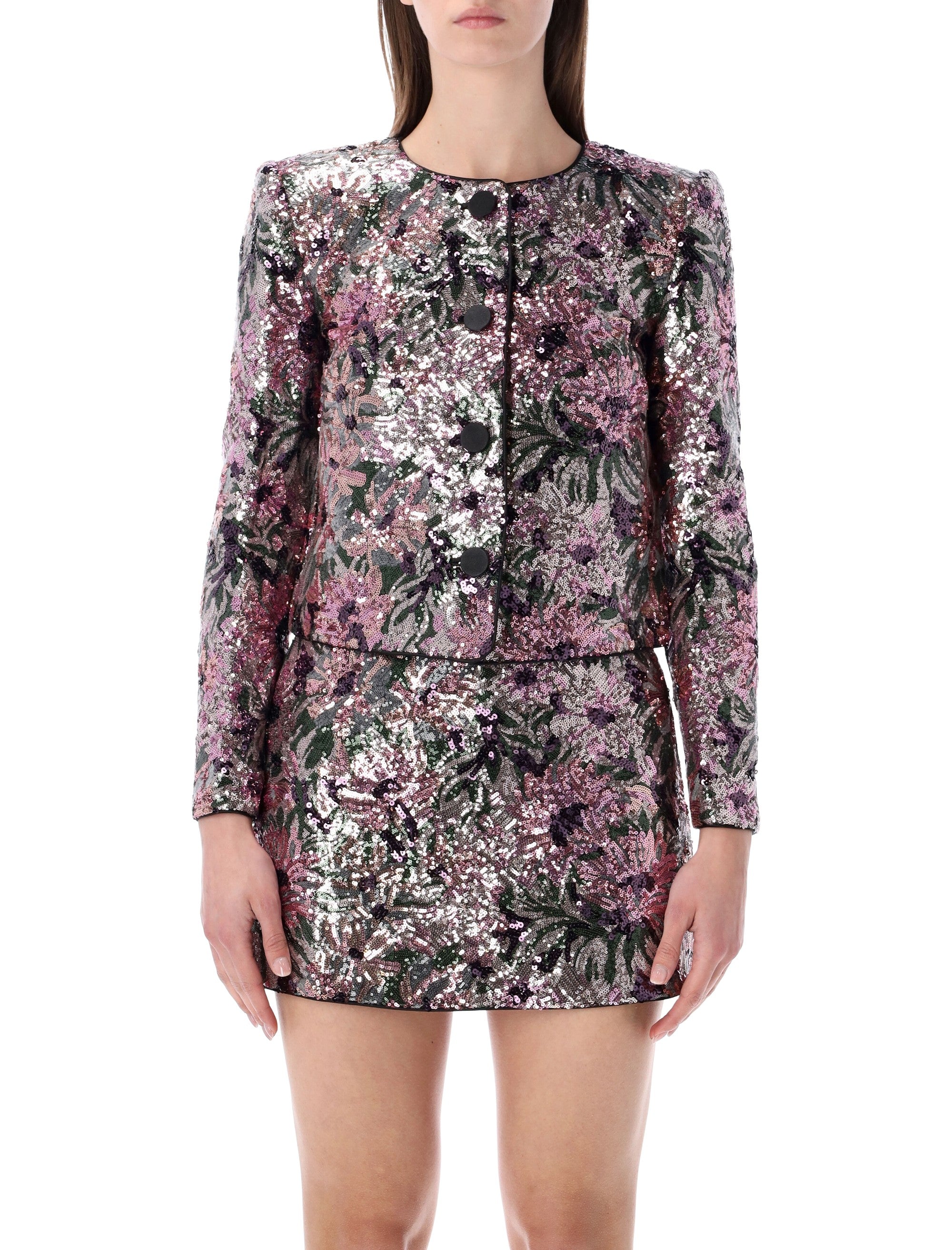 Self-Portrait floral sequin jacket Multi Polyamide Lining