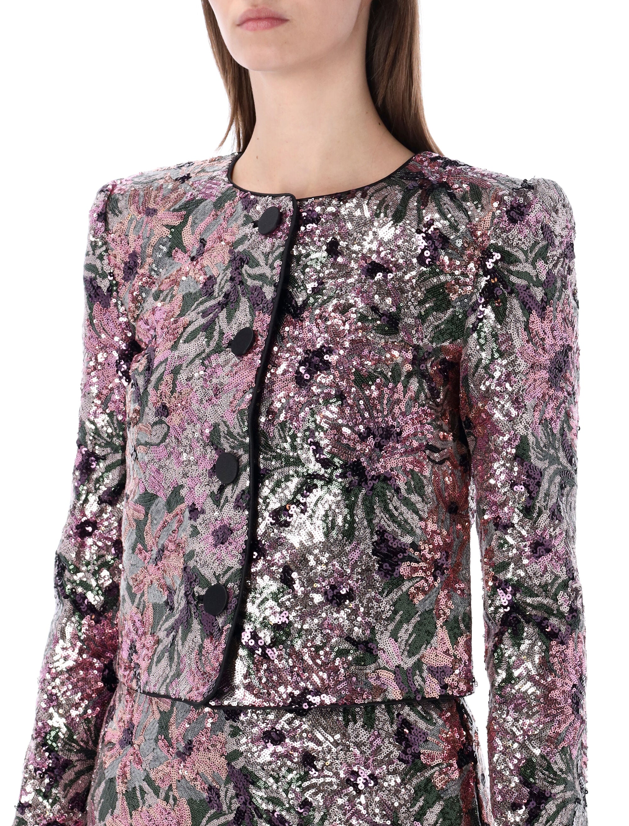 Self-Portrait floral sequin jacket Multi Polyamide Lining