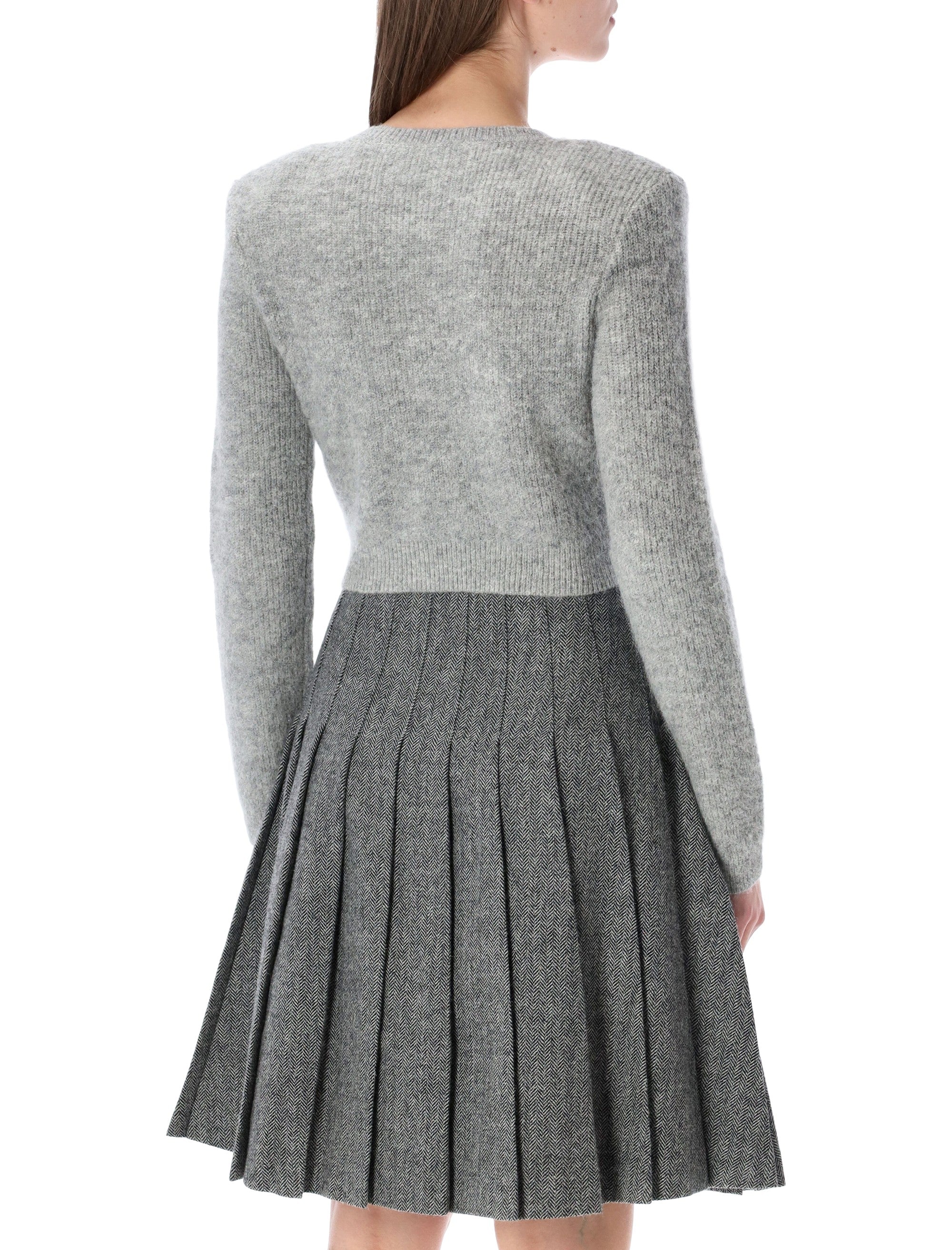 Self-Portrait Crystal trim cardigan Grey Polyester