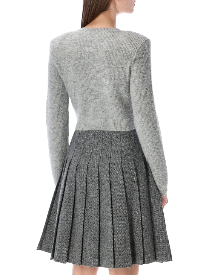 Self-Portrait Crystal trim cardigan Grey Polyester