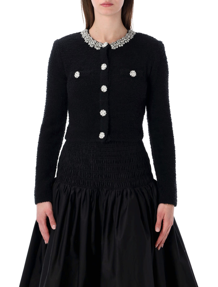 Self-Portrait Black Crystal Trim Cardigan Polyester