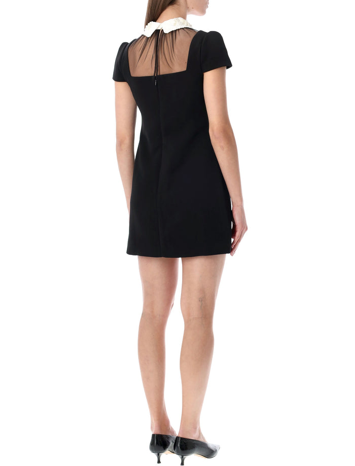 Self-Portrait bow collar mini dress Black Polyester