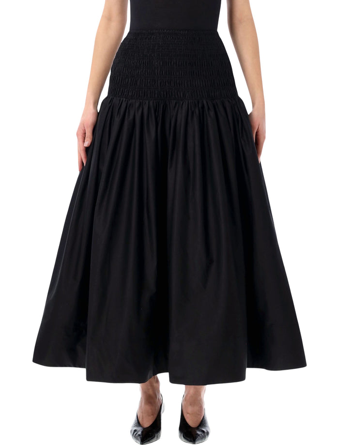 Self-Portrait cotton midi skirt Black