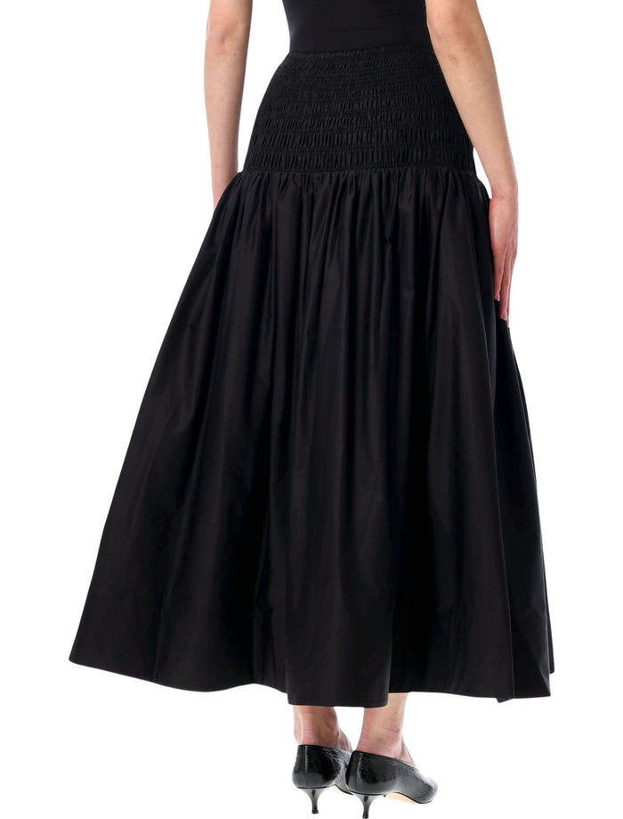 Self-Portrait Cotton Midi Skirt Black