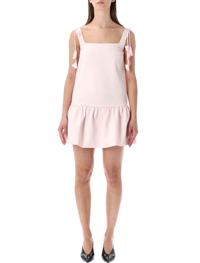 Self-Portrait taffeta mini dress with floral details Pink Polyester Lining