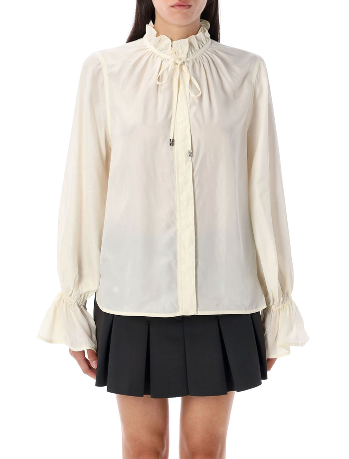 Fluid cupro tie shirt Ivory