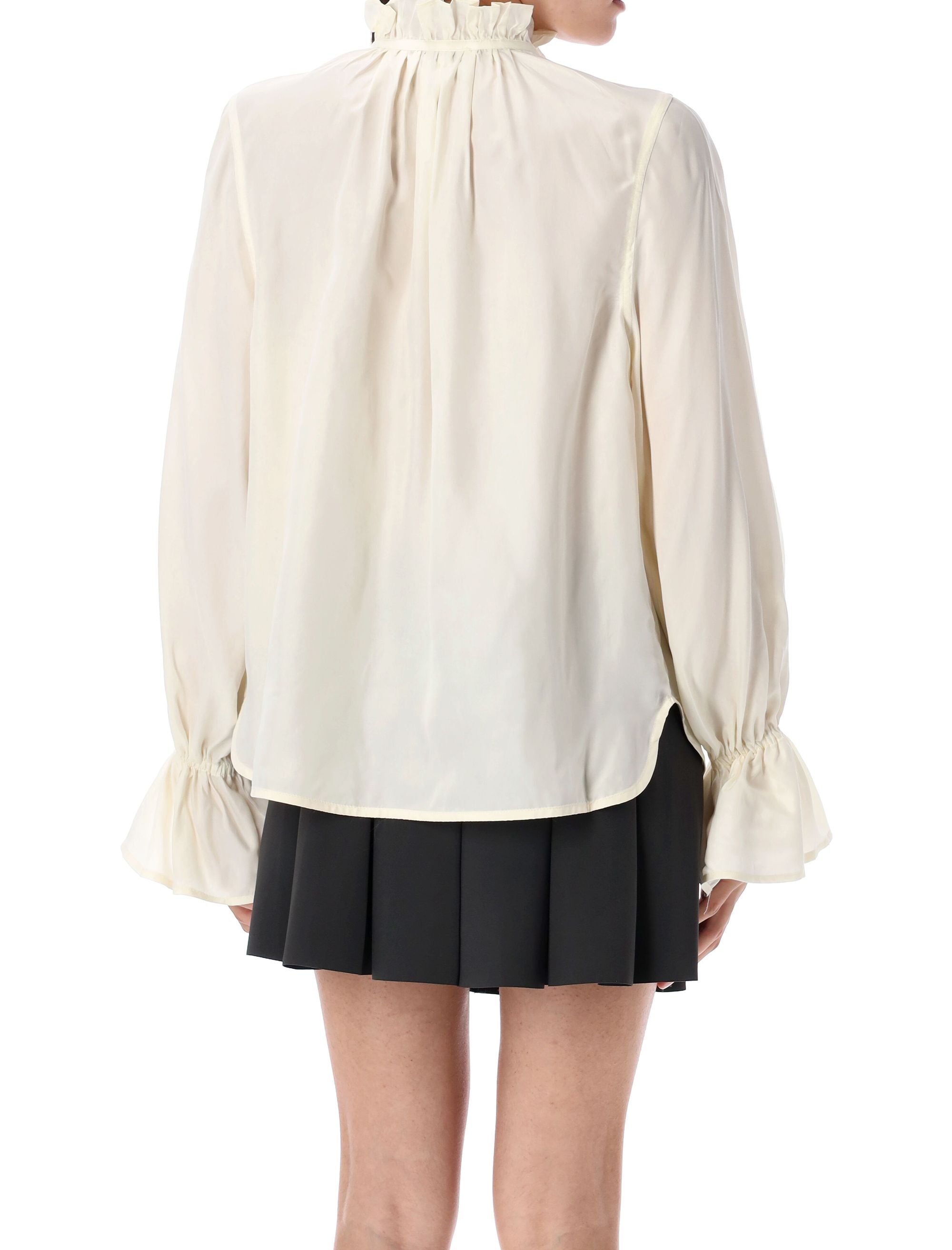 Fluid cupro tie shirt Ivory