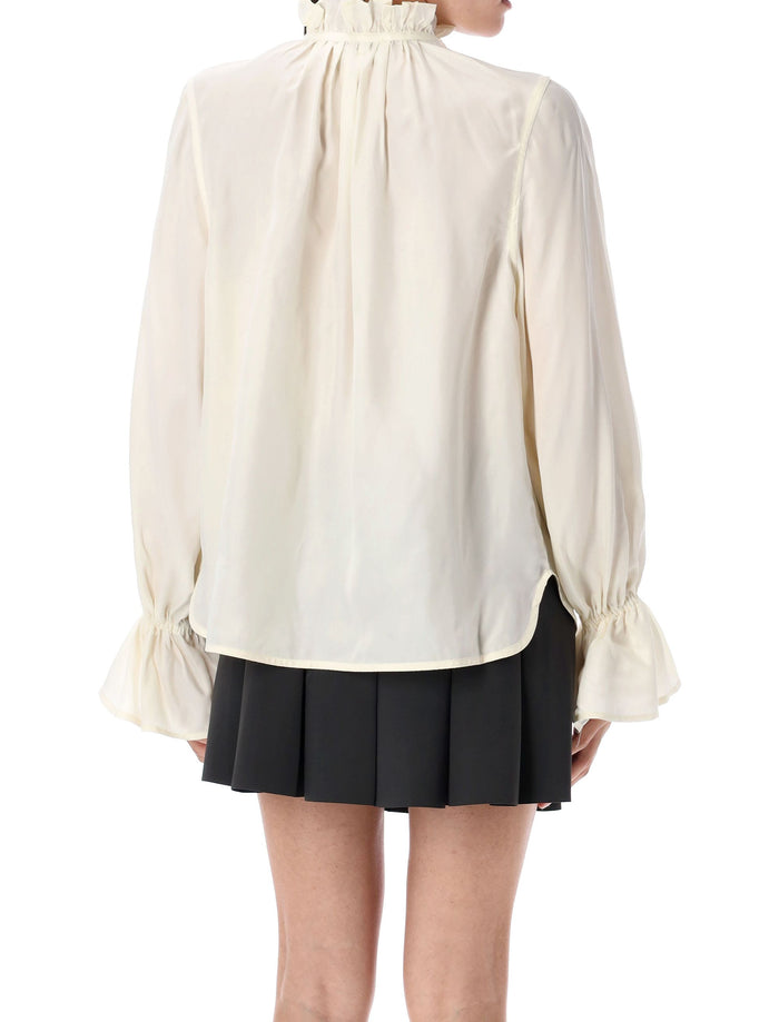 Fluid cupro tie shirt Ivory