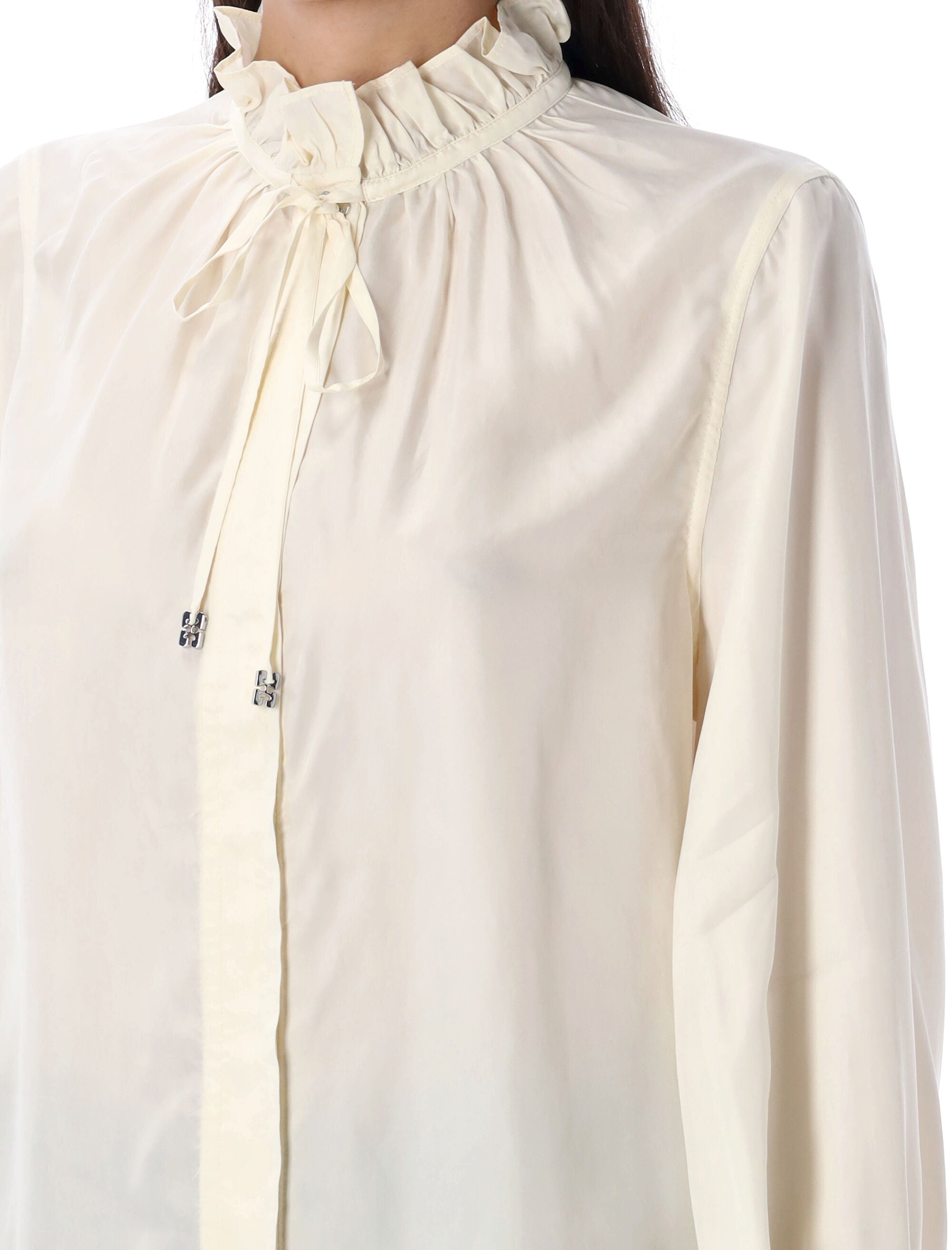 Fluid cupro tie shirt Ivory