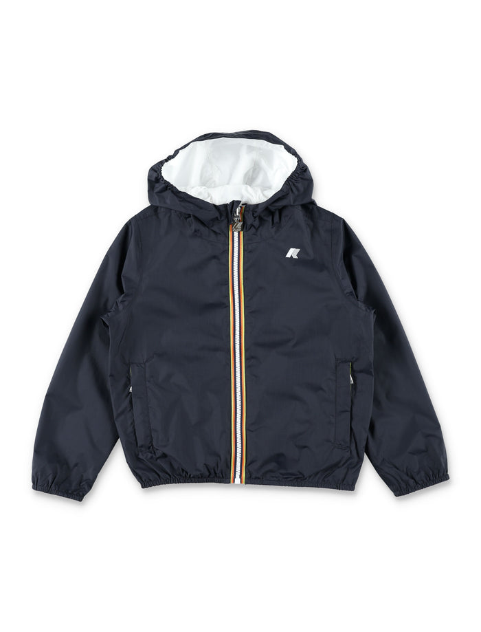 K-Way Jack Plus reversible jacket for kids Blue/white Recycled Nylon
