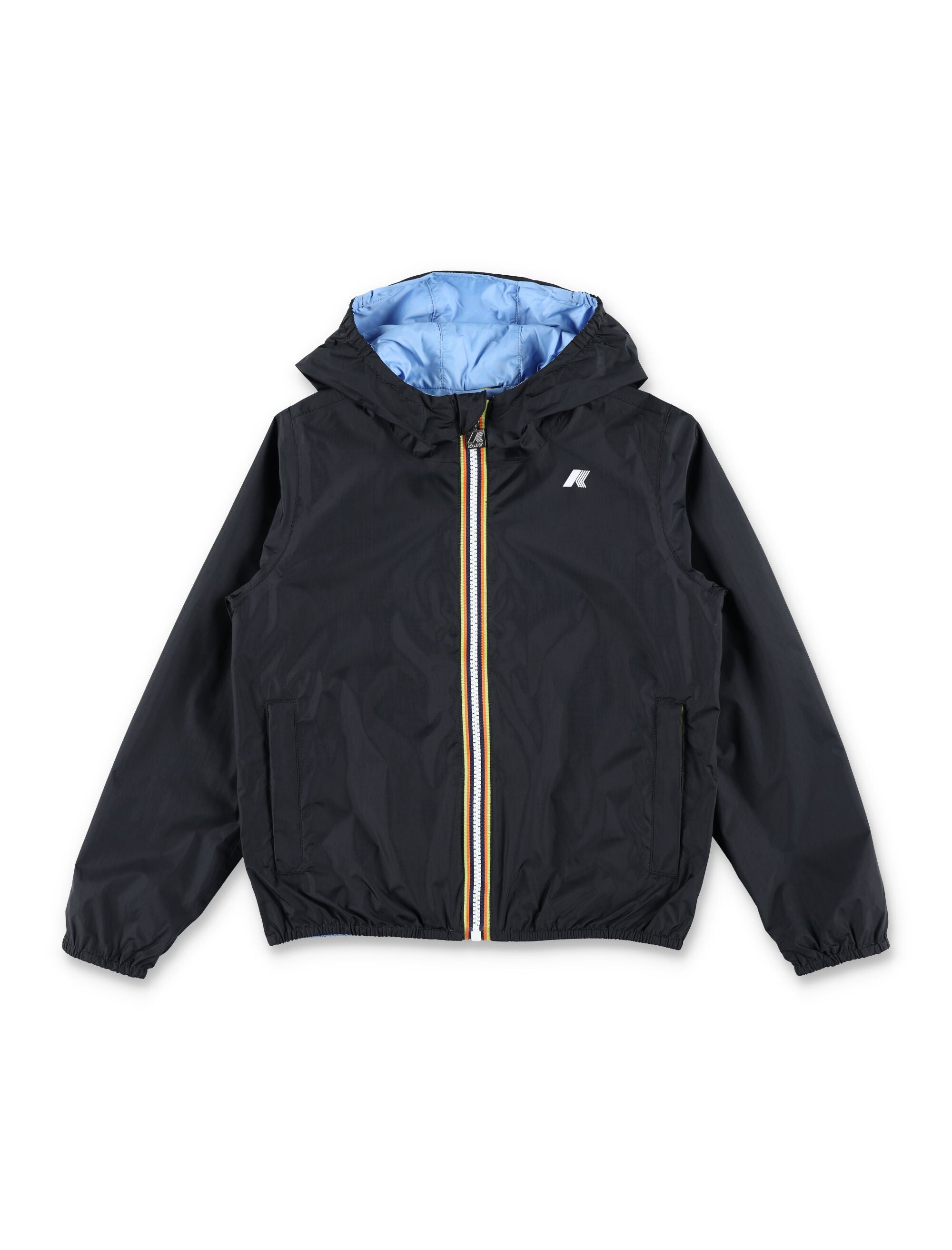 K-Way Jack Plus Reversible Jacket For Kids Black/light Blue Recycled Nylon