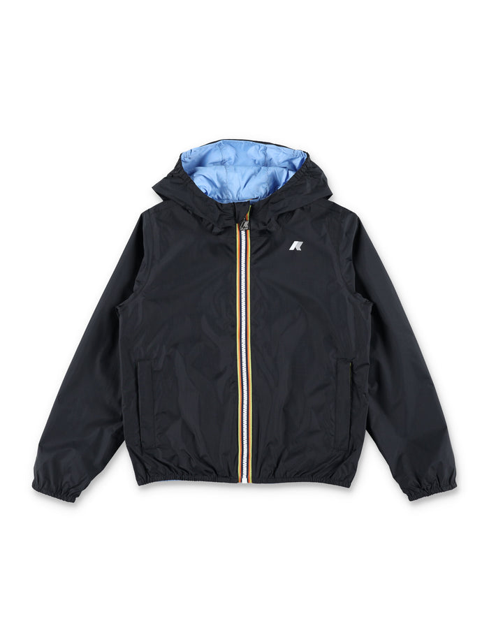 K-Way Jack Plus Reversible Jacket For Kids Black/light Blue Recycled Nylon