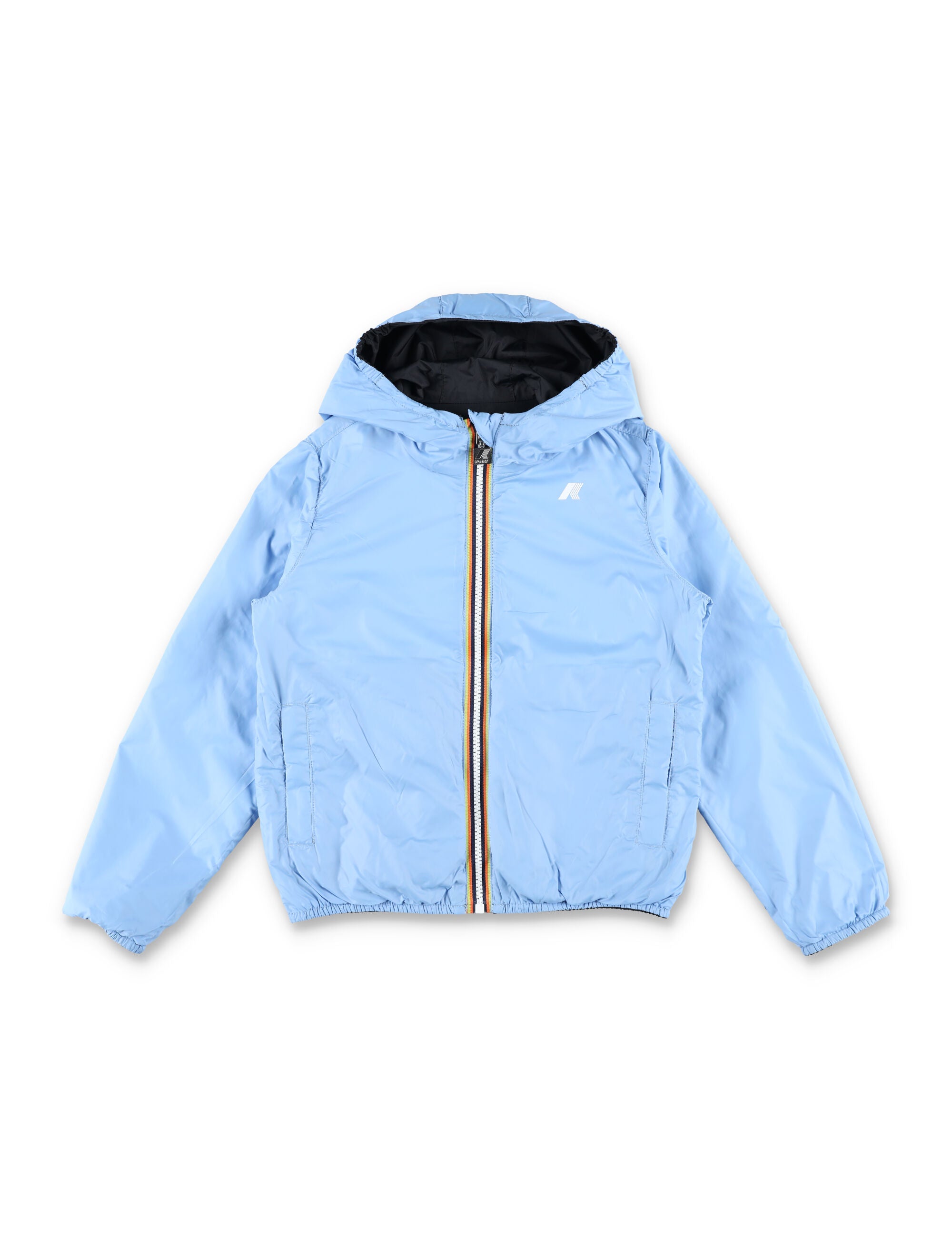 K-Way Jack Plus Reversible Jacket For Kids Black/light Blue Recycled Nylon