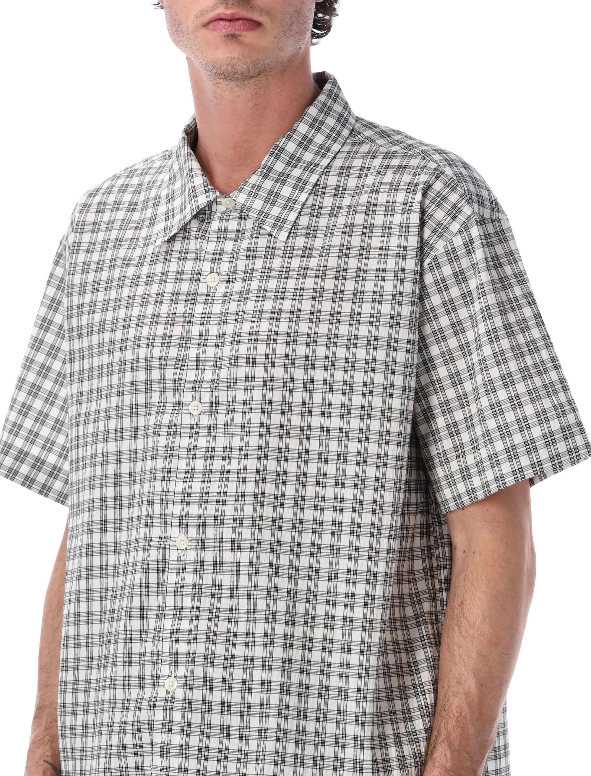Mfpen Holiday relaxed check shirt Off White Cotton