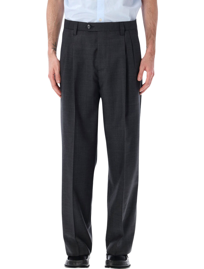 Mfpen Classic Wide Straight Wool Trousers Grey Check Lining