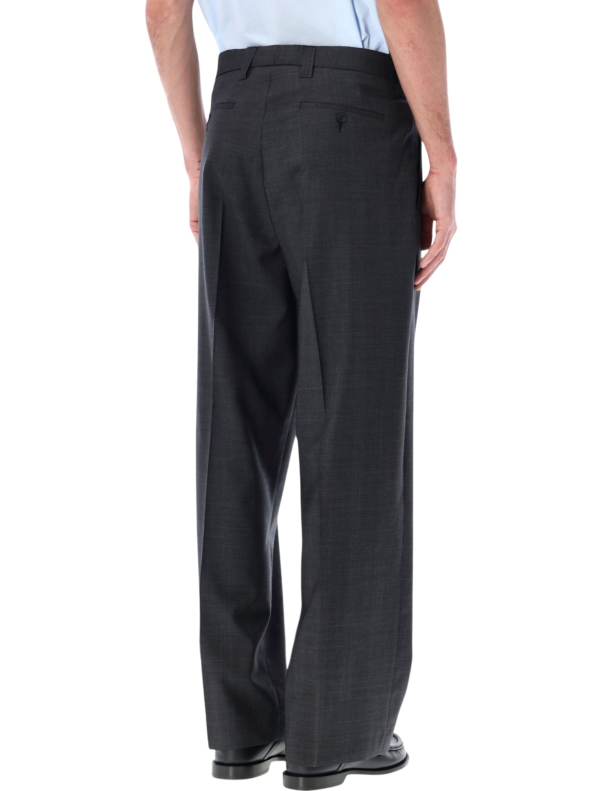 Mfpen Classic wide straight wool trousers Grey Check Lining Pant
