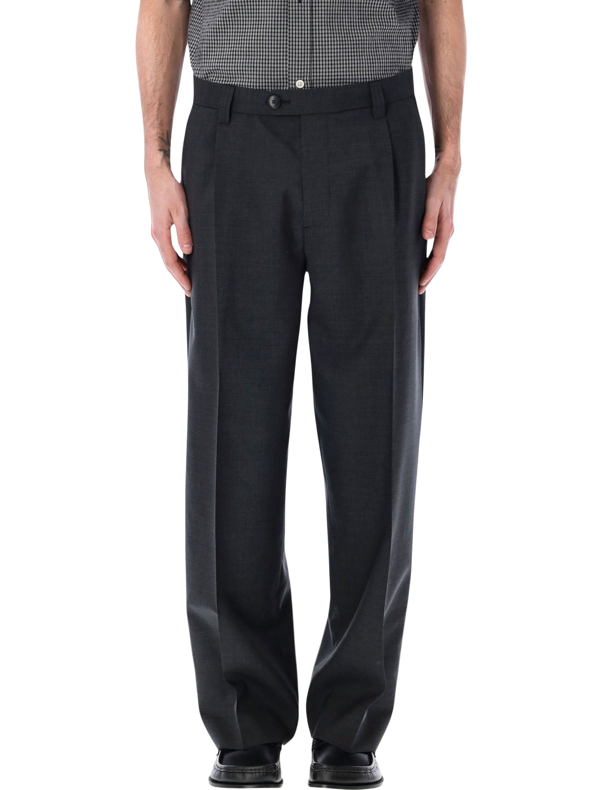 Mfpen Service wide straight tropical wool trousers Dark Grey Pant