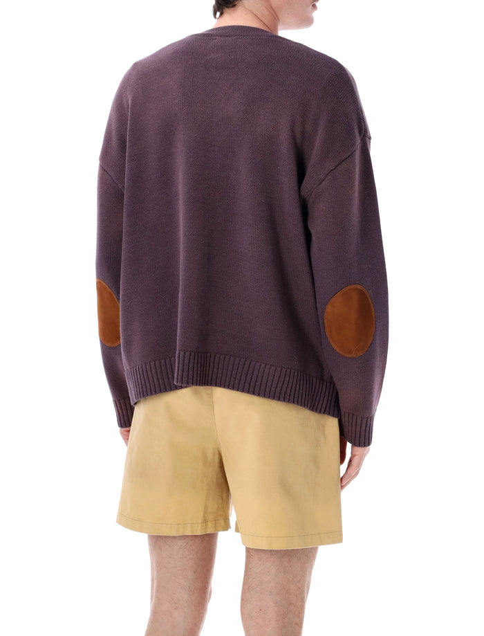 Found Horse Jacquard Cardigan Wash Purple Cotton