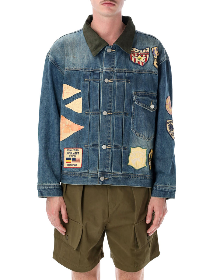 Found Patchwork Denim Jacket Vintage Blue Cotton