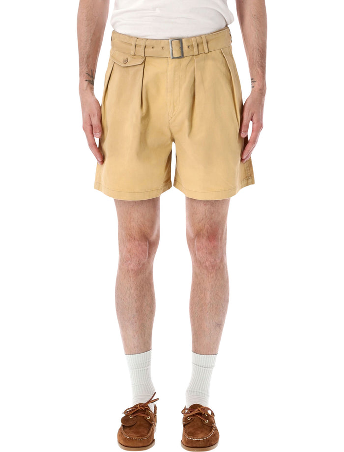 Found Belted Pleated Shorts Wash Sand Cotton