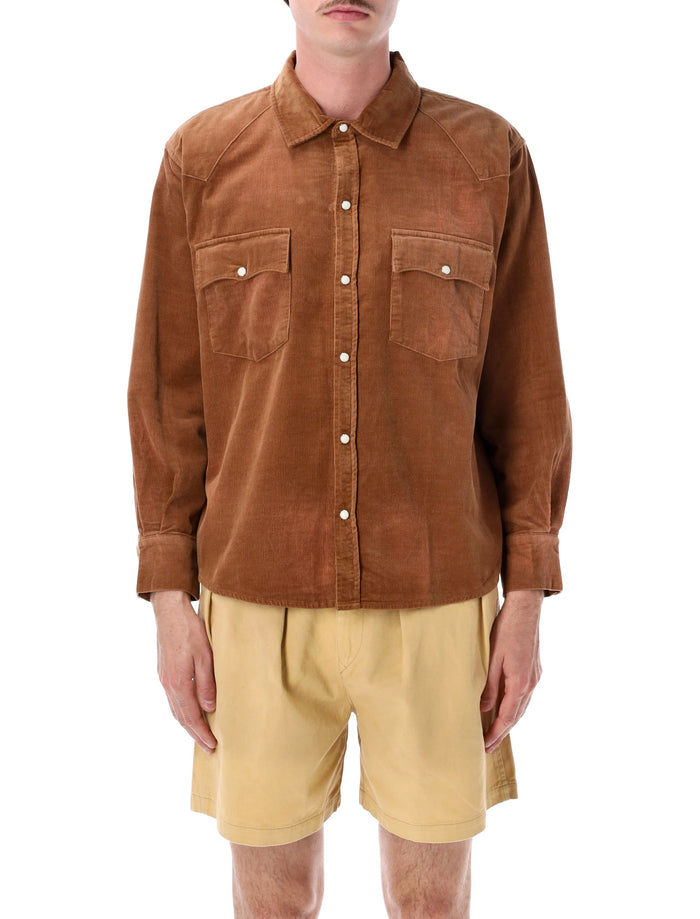 Found Western Corduroy Shirt Light Brown Cotton