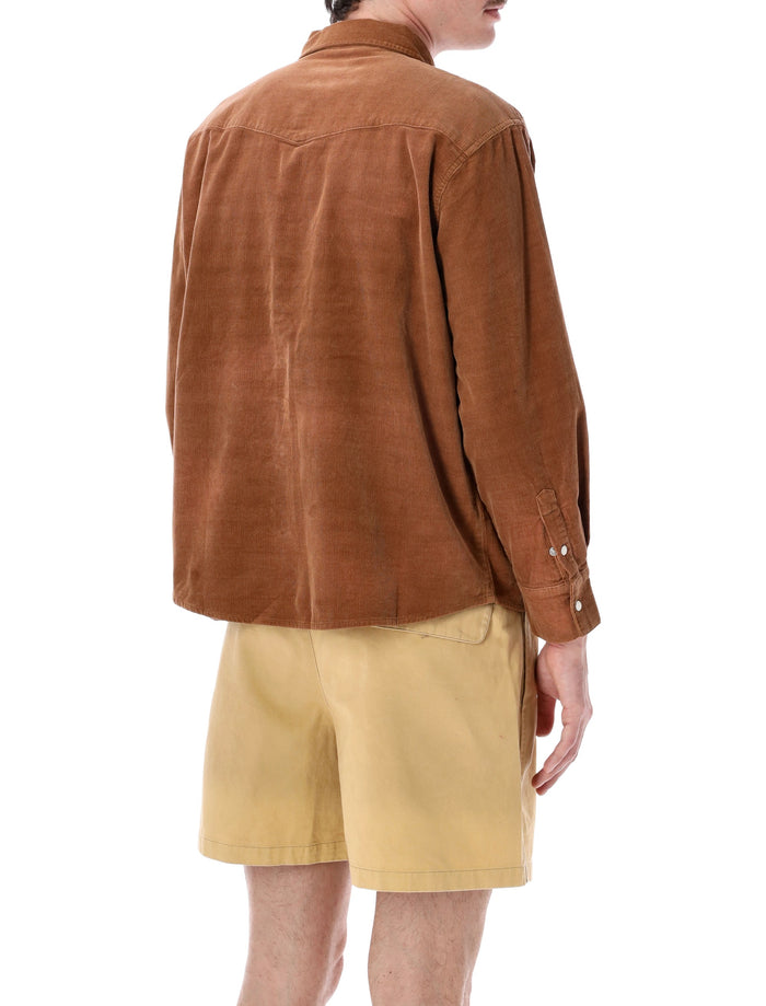 Found Western Corduroy Shirt Light Brown Cotton