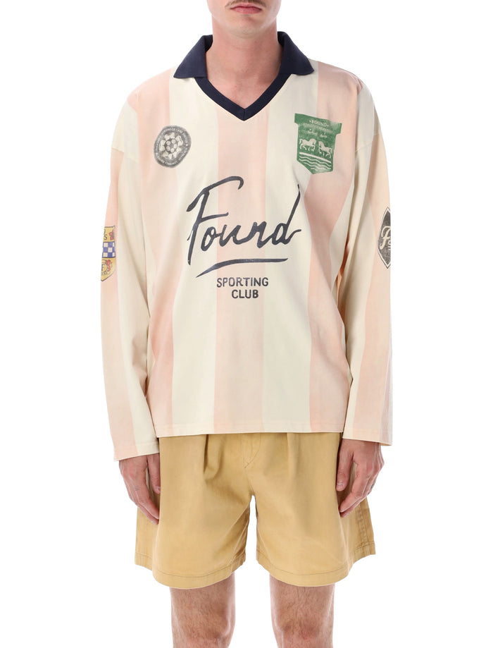 Found Striped Sport Tee Pink White Cotton T-shirt
