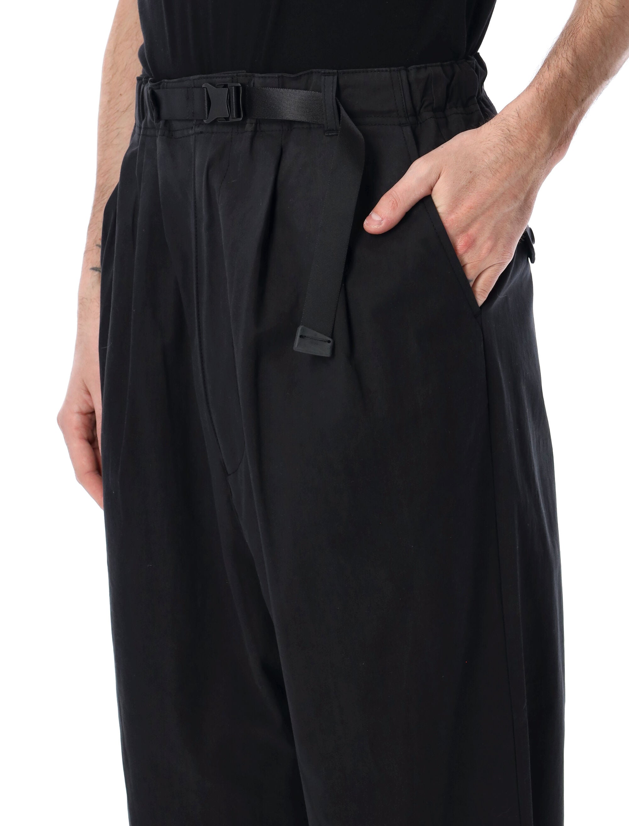 Comme Des Garçons Homme Cotton Belted Trousers Black