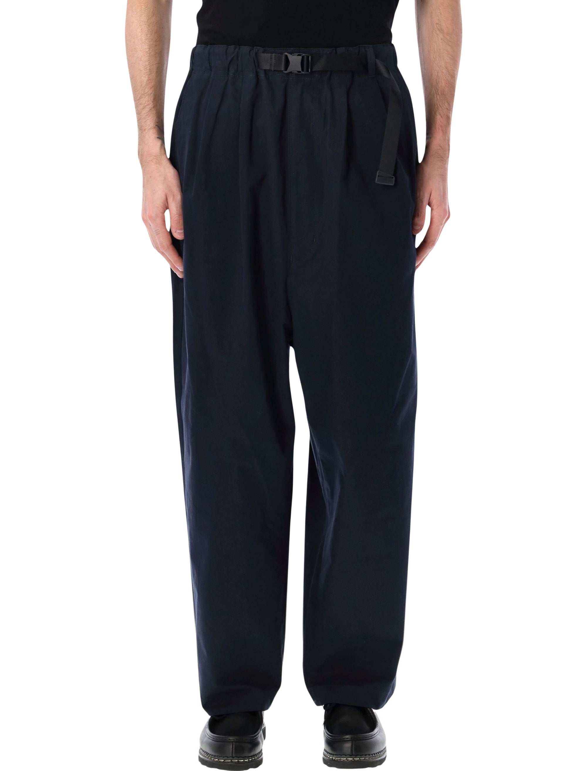 Comme Des Garçons Homme Cotton Belted Trousers Navy