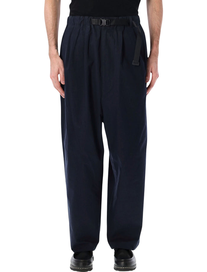 Comme Des Garçons Homme Cotton Belted Trousers Navy