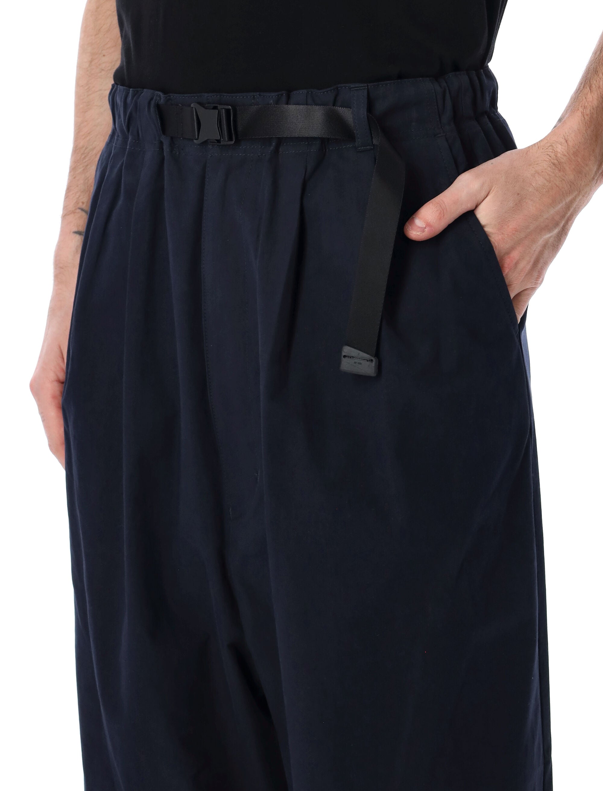 Comme Des Garçons Homme Cotton Belted Trousers Navy