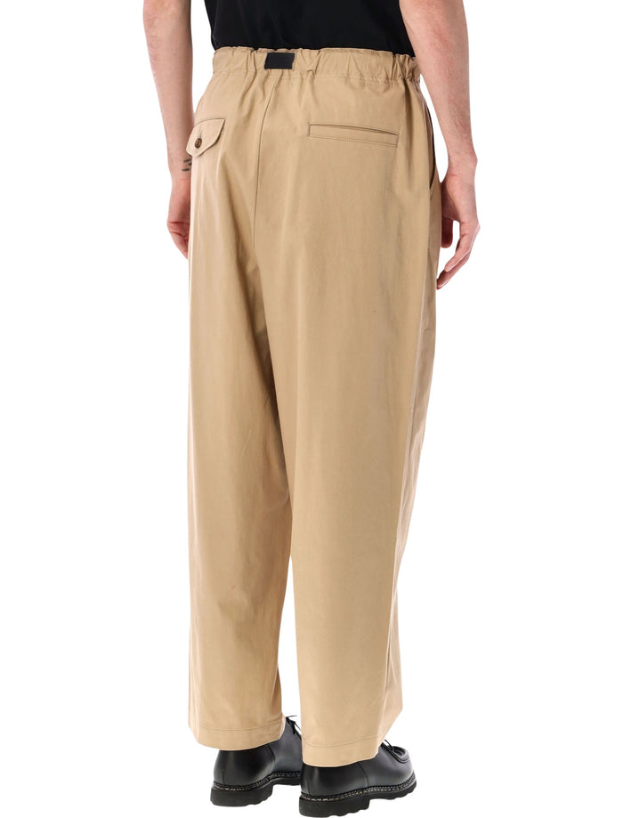 Comme Des Garçons Homme Cotton Belted Trousers Beige