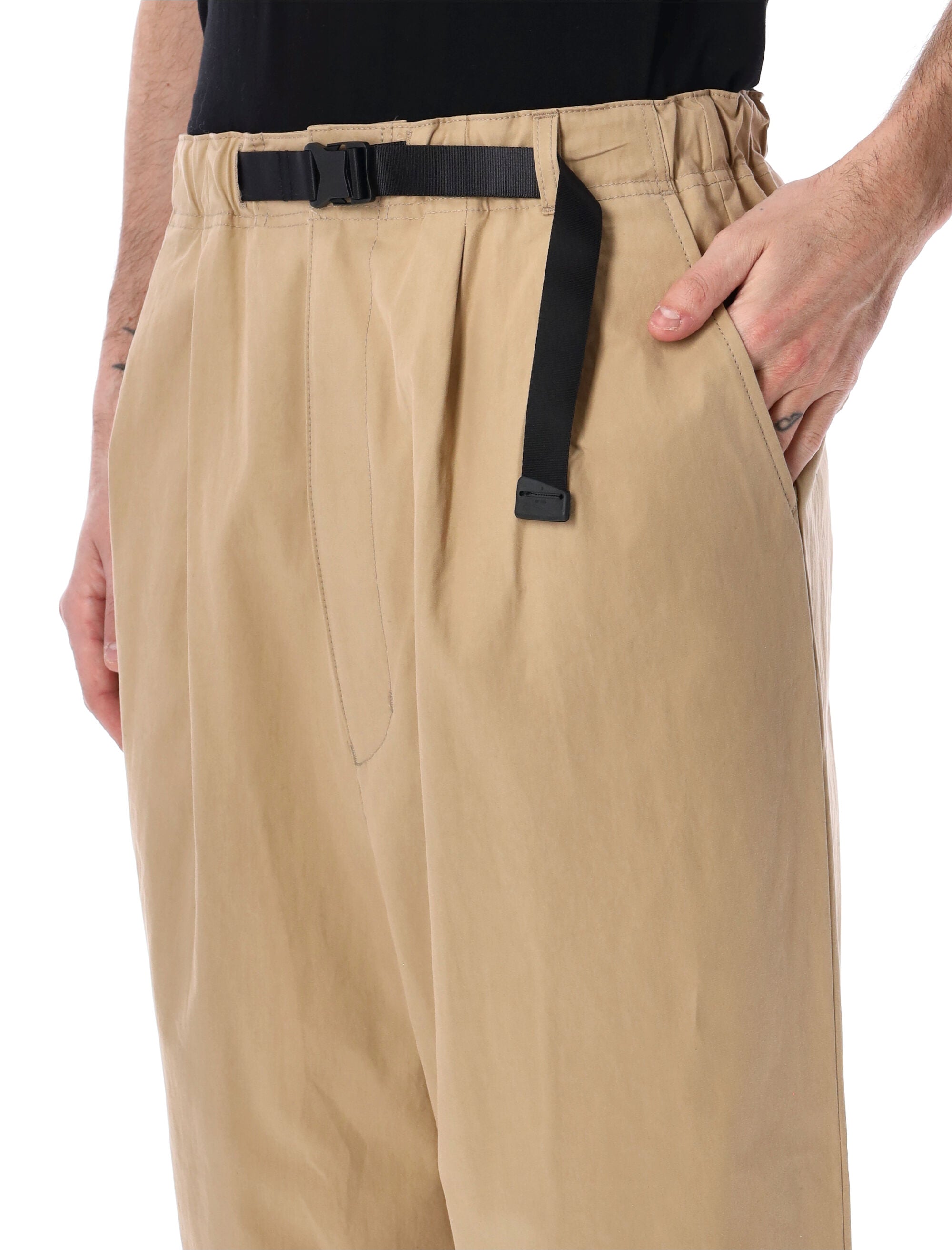 Comme Des Garçons Homme Cotton Belted Trousers Beige