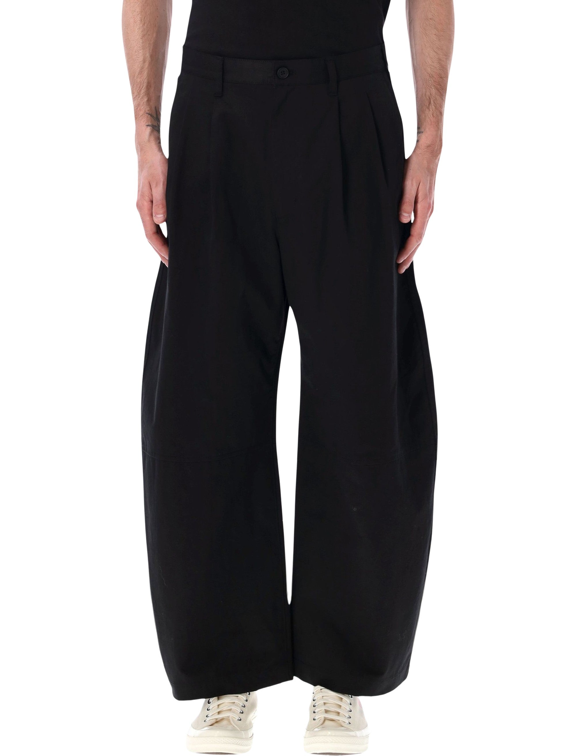 Comme Des Garçons Homme Wide Leg Trousers Black Cotton