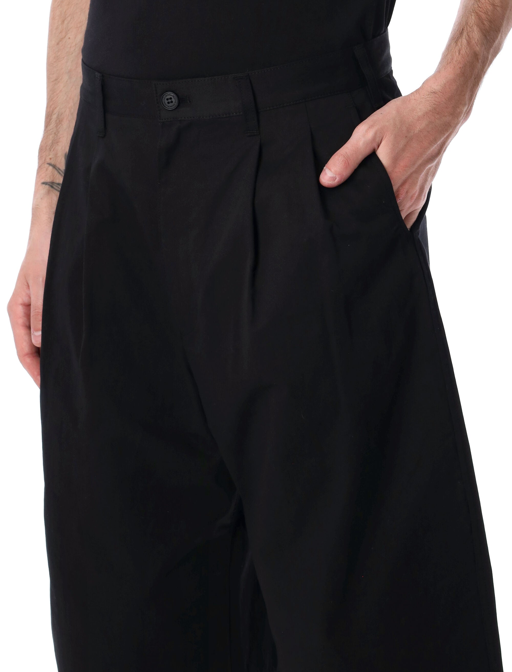 Comme Des Garçons Homme Wide Leg Trousers Black Cotton