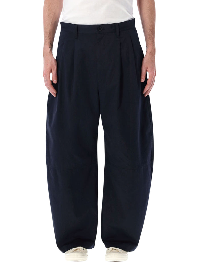 Comme Des Garçons Homme Wide Leg Trousers Navy Cotton