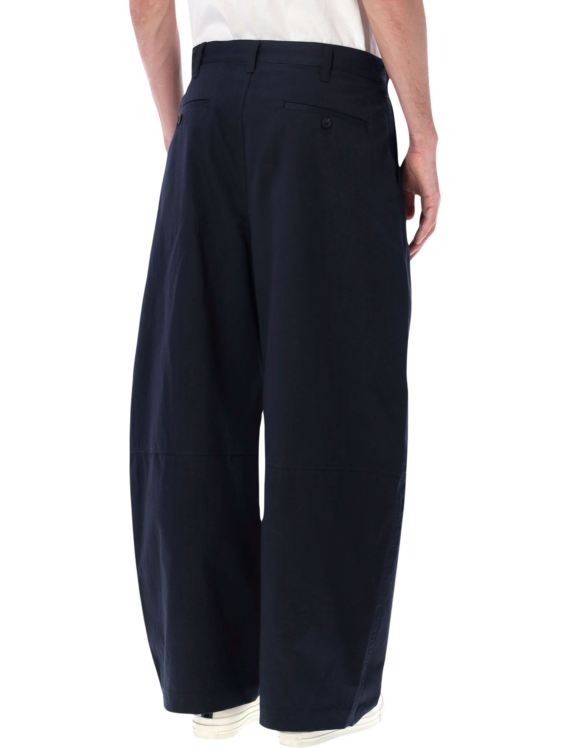 Comme Des Garçons Homme Wide Leg Trousers Navy Cotton