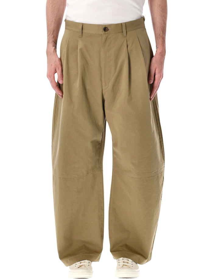Comme Des Garçons Homme Wide Leg Trousers Beige Cotton