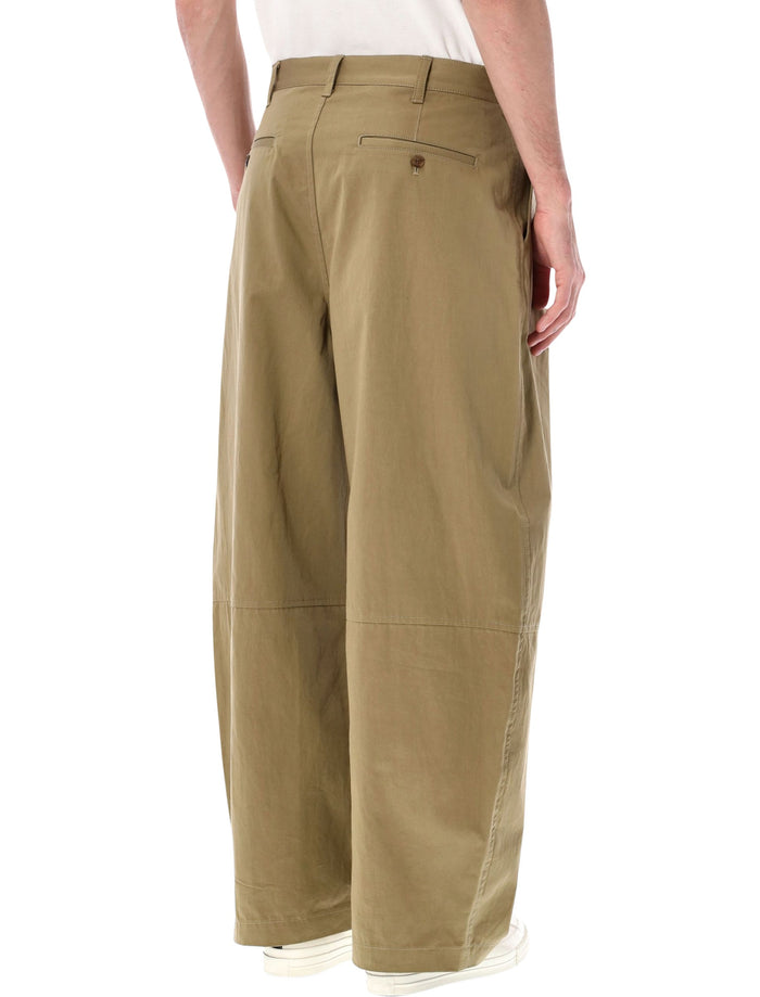 Comme Des Garçons Homme Wide Leg Trousers Beige Cotton