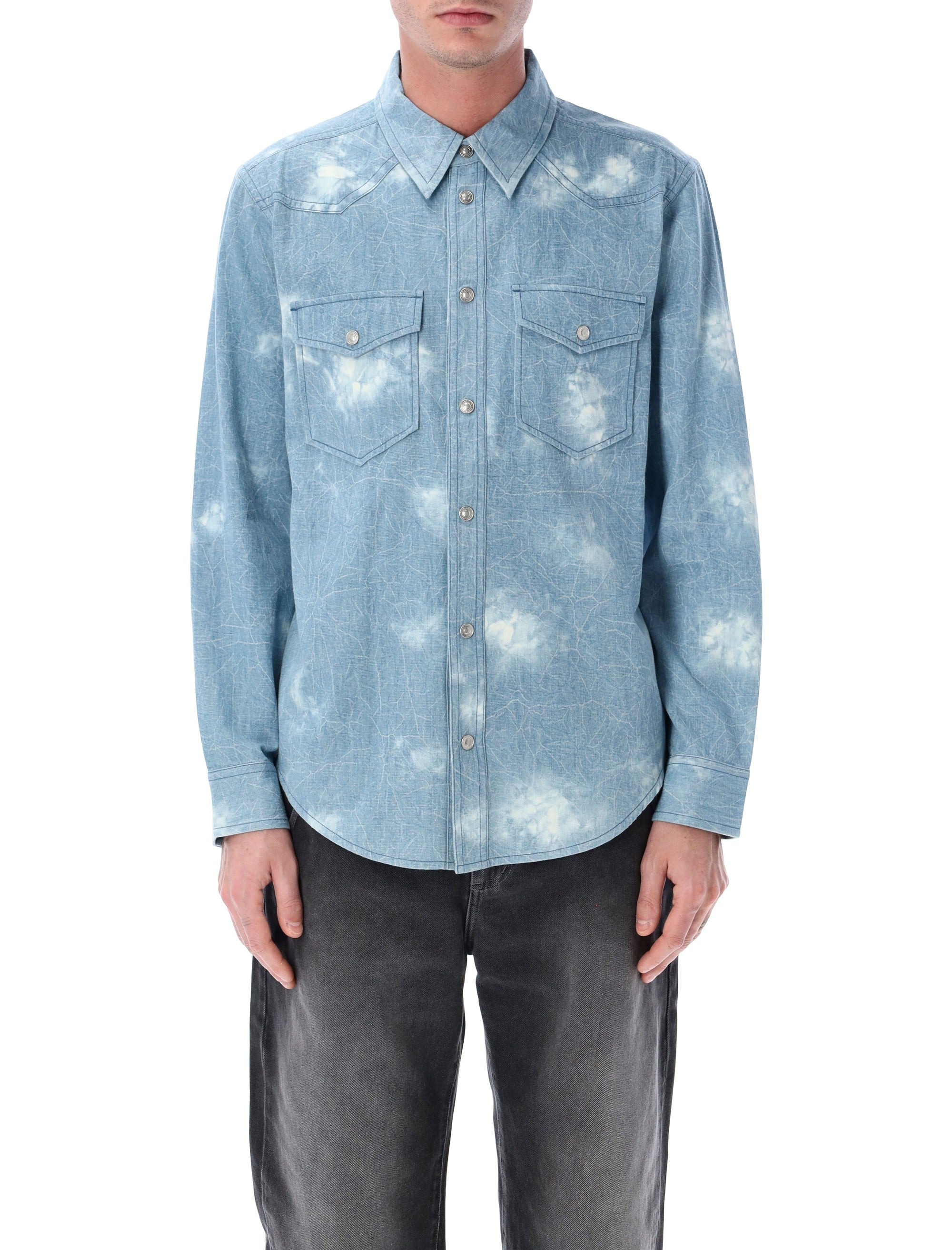 Marant Tasco washed denim shirt Blue Cotton