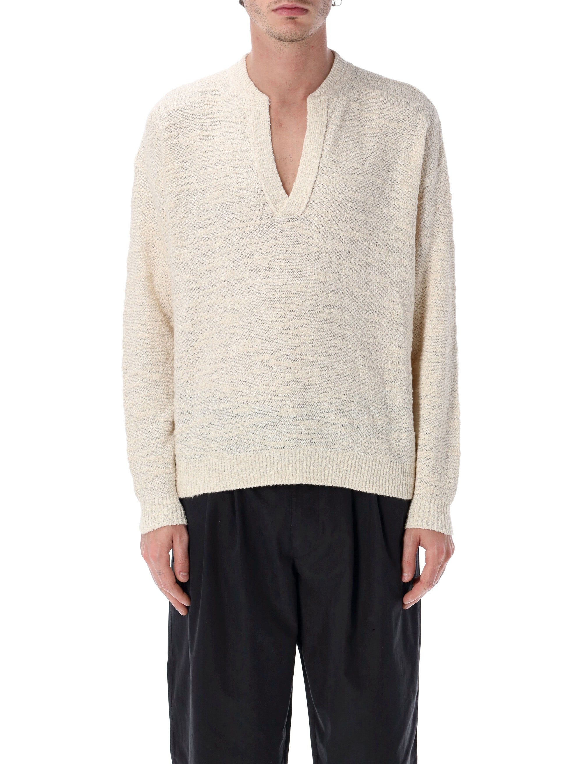 Marant Arnold Textured Knit Sweater Ecru Cotton