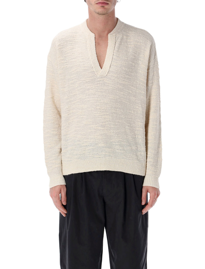 Marant Arnold Textured Knit Sweater Ecru Cotton