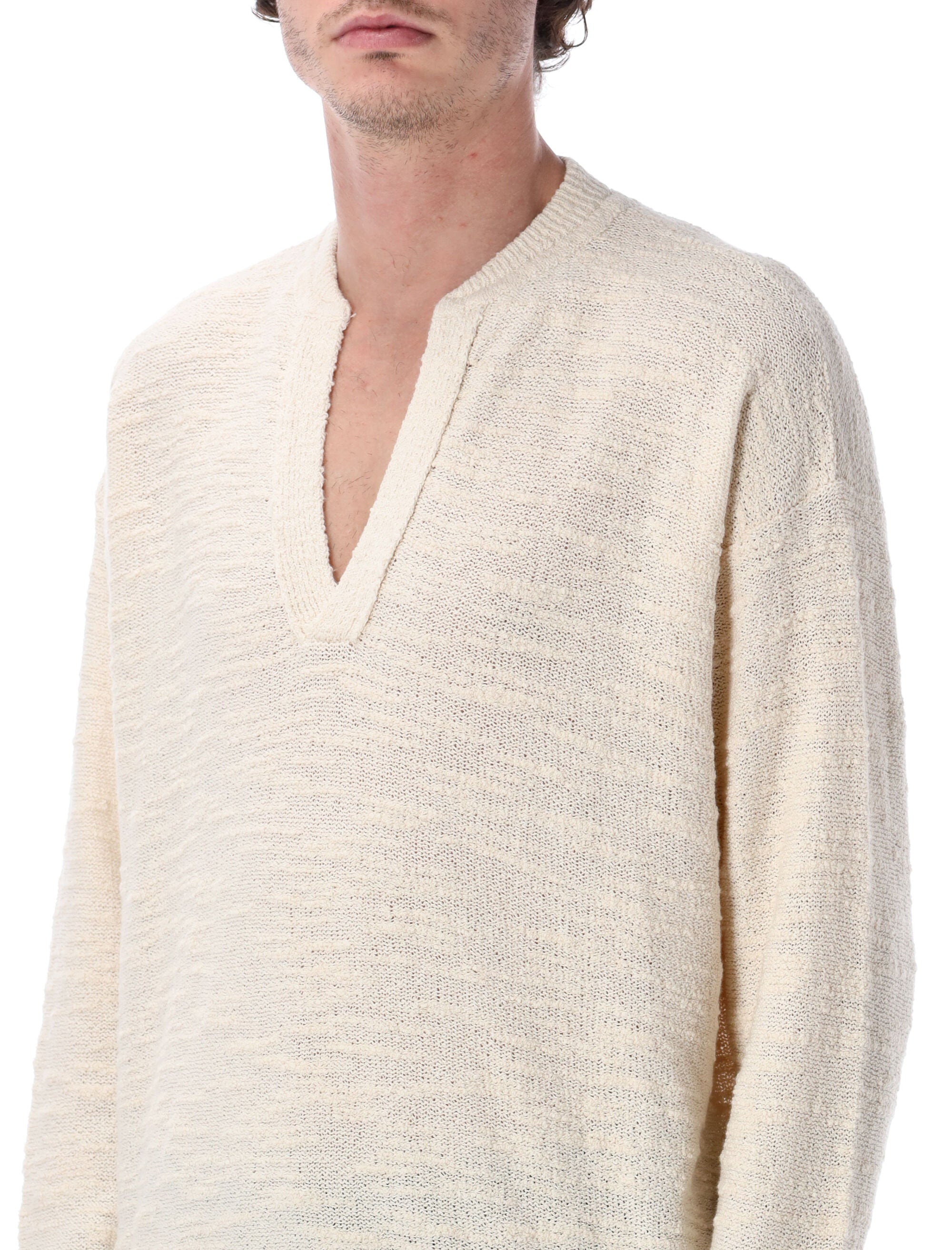 Marant Arnold Textured Knit Sweater Ecru Cotton