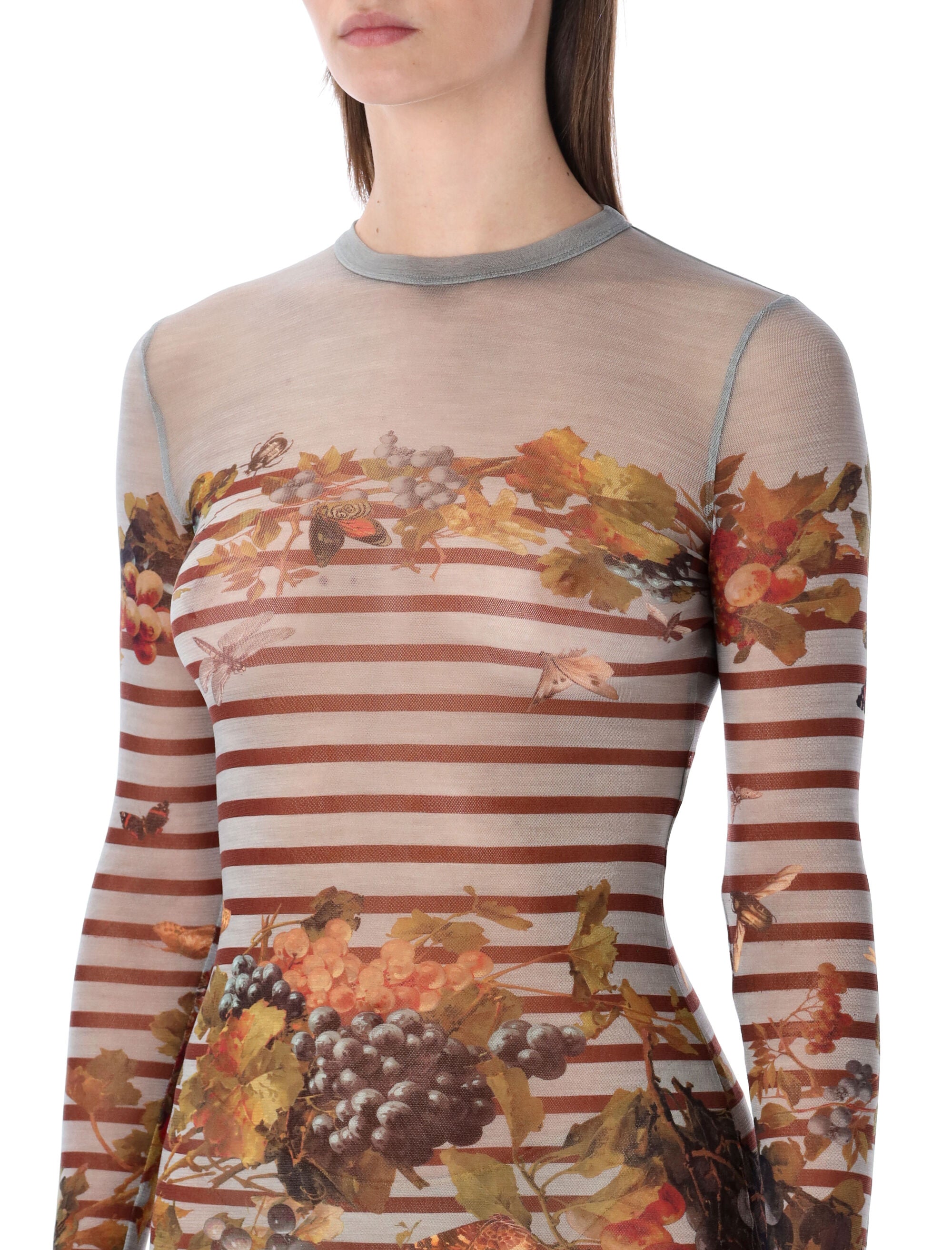 Jean Paul Gaultier marinière mesh long dress Light Blue Multi Polyamide